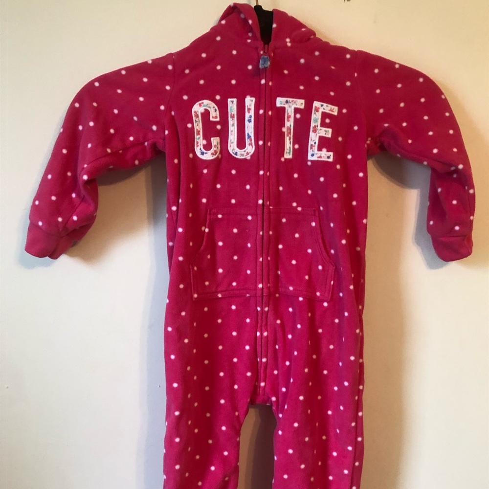 Fleece one piece zip up hooded Never Worn